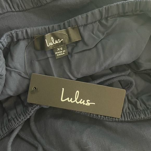 NWT Lulus Sunny Enchantment Navy Embroidered Balloon Sleeve Midi Dress - Picture 11 of 14